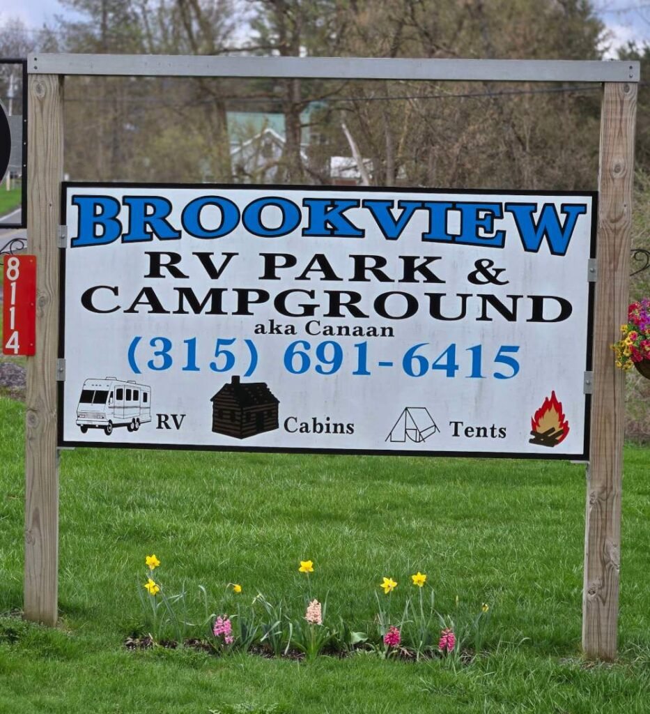 Sign for entrance to Brookview RV park